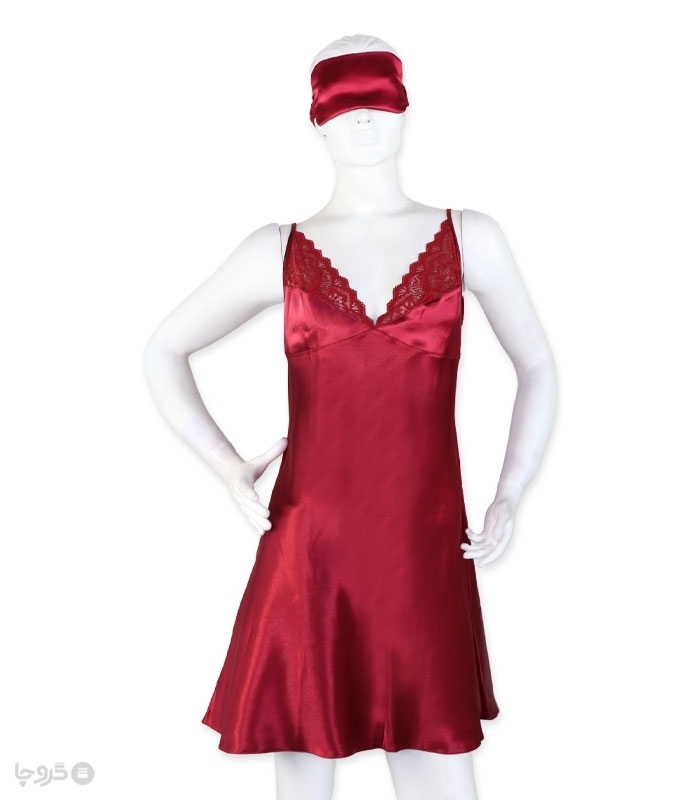 پک ست پیراهن و چشم بند ساتن و گیپور اما کد 2820 - بسته 3 عددی