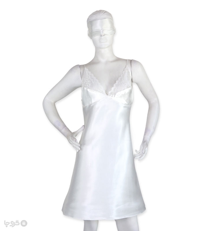 پک ست پیراهن و چشم بند ساتن و گیپور اما کد 2820 - بسته 3 عددی