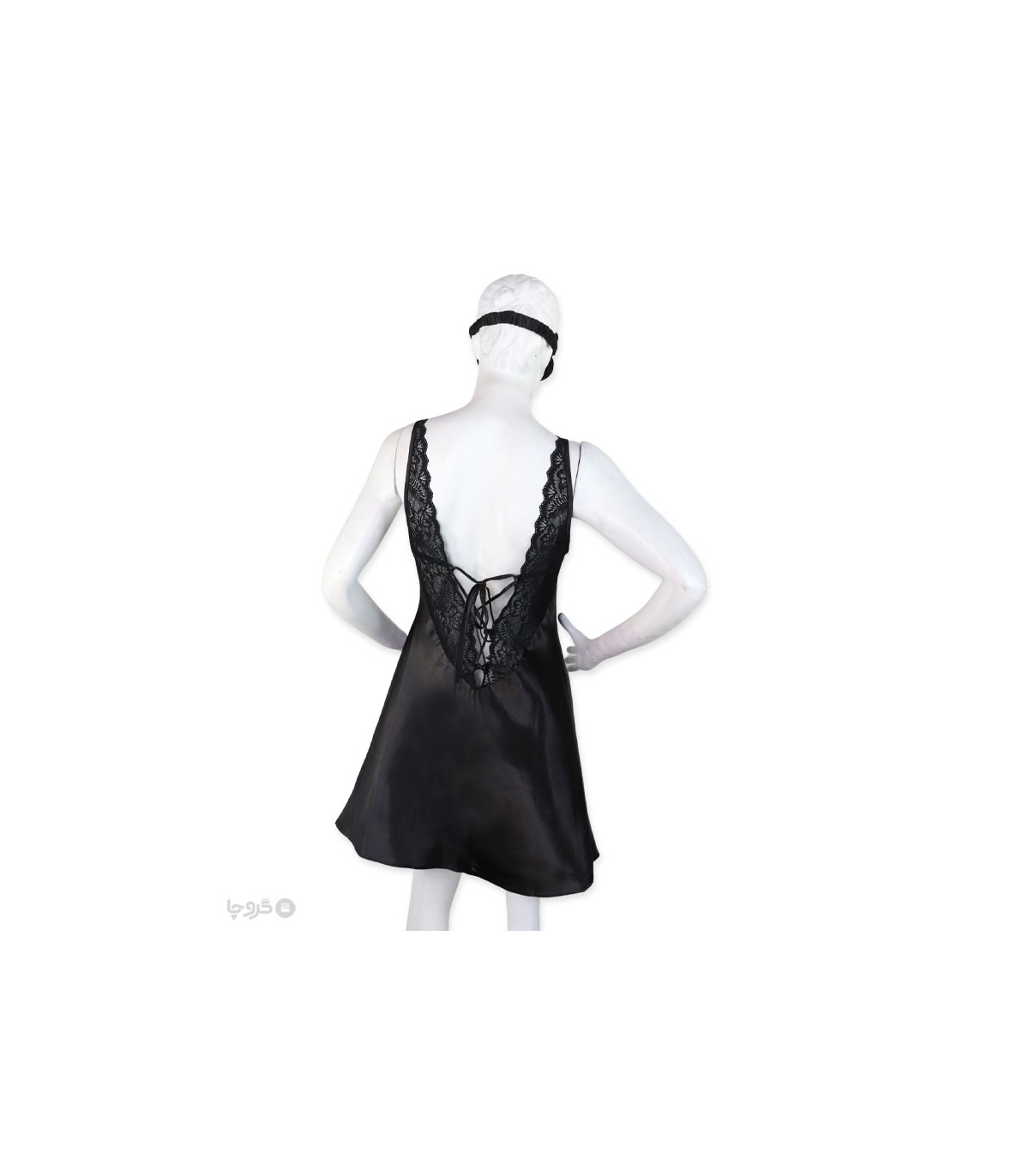 پک ست پیراهن و چشم بند ساتن و گیپور اما کد 2820 - بسته 3 عددی