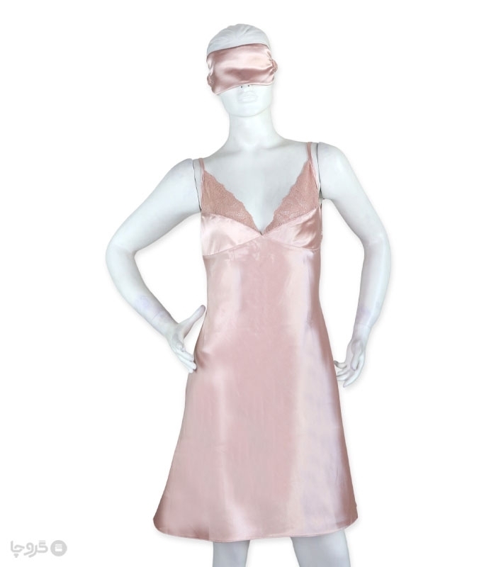 پک ست پیراهن و چشم بند ساتن و گیپور اما کد 2820 - بسته 3 عددی