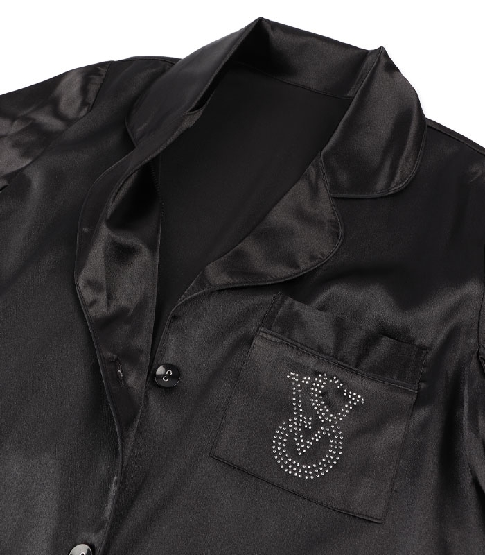 پک ست لباس خواب راحتی شلوارک و بلوز ساتن اما کد 3510 طرح Victoria's Secret - بسته 2 عددی