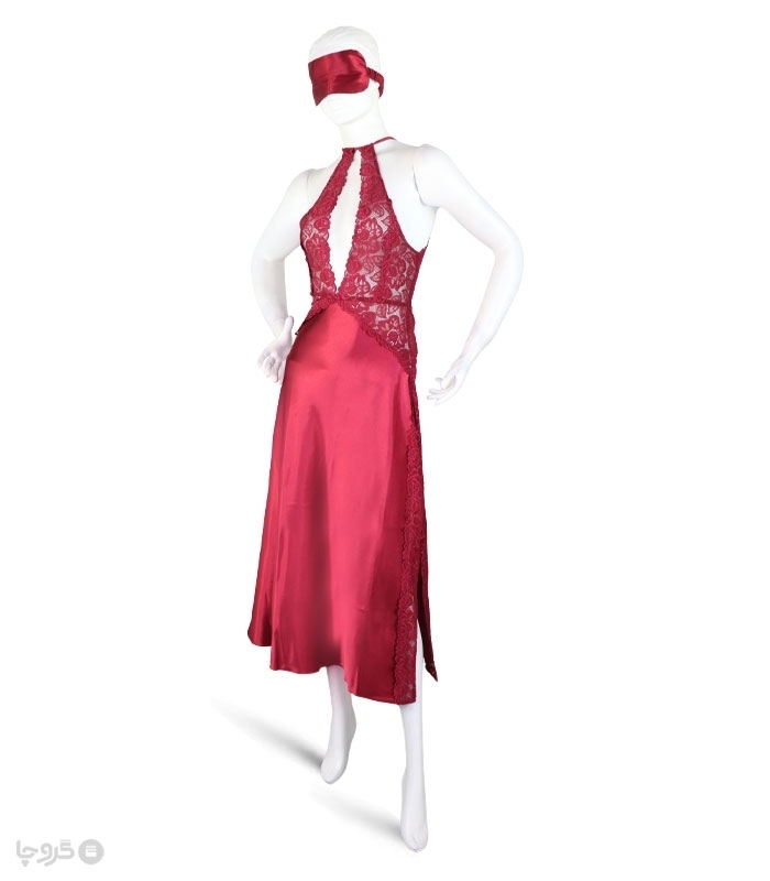 پک ست پیراهن و چشم بند ساتن و گیپور اما کد 2810 - بسته 3 عددی