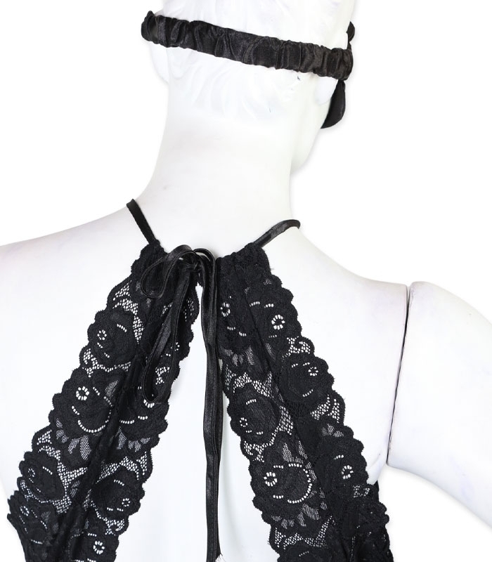 پک ست پیراهن و چشم بند ساتن و گیپور اما کد 2810 - بسته 3 عددی