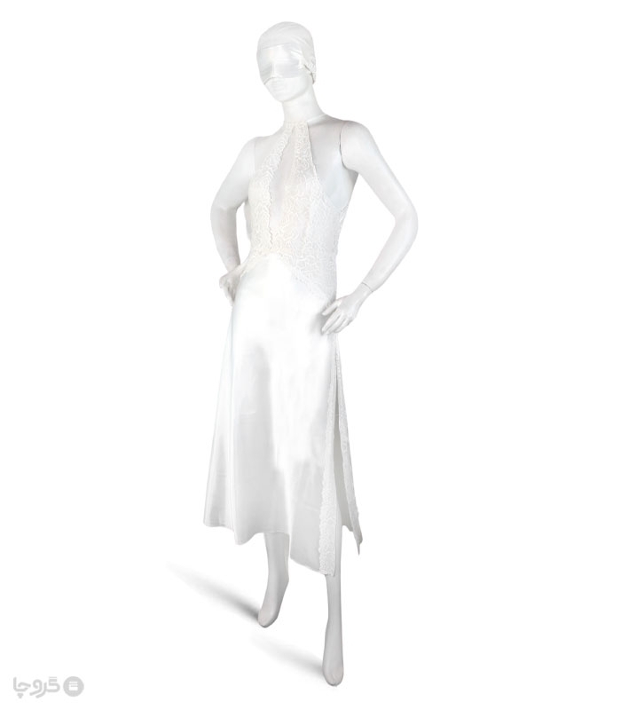 پک ست پیراهن و چشم بند ساتن و گیپور اما کد 2810 - بسته 3 عددی