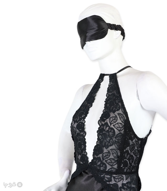 پک ست پیراهن و چشم بند ساتن و گیپور اما کد 2810 - بسته 3 عددی