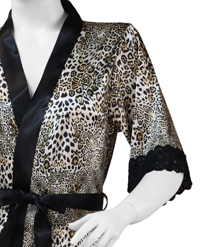 پک روبدوشامبر ساتن و گیپور اما کد 3550 طرح پلنگی - بسته 2 عددی