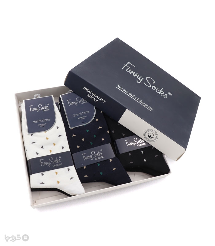 خرید عمده پک جوراب ساقدار مردانه Funny Socks فانی ساکس کد 65127 - جعبه 12 عددی