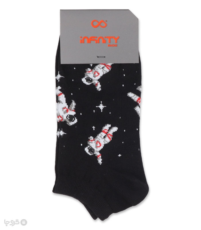 خرید عمده پک جوراب مچی زنانه اینفینیتی طرح فضانورد - بسته 6 عددی