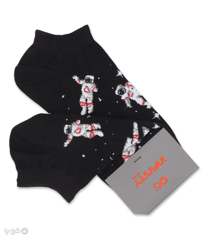 خرید عمده پک جوراب مچی زنانه اینفینیتی طرح فضانورد - بسته 6 عددی