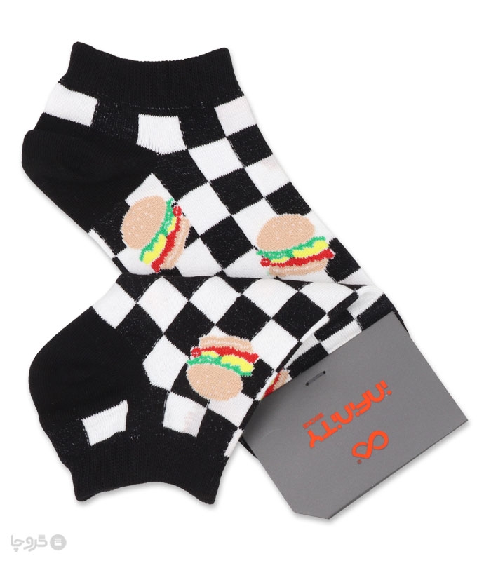 خرید عمده پک جوراب مچی زنانه اینفینیتی طرح همبرگر - بسته 6 عددی