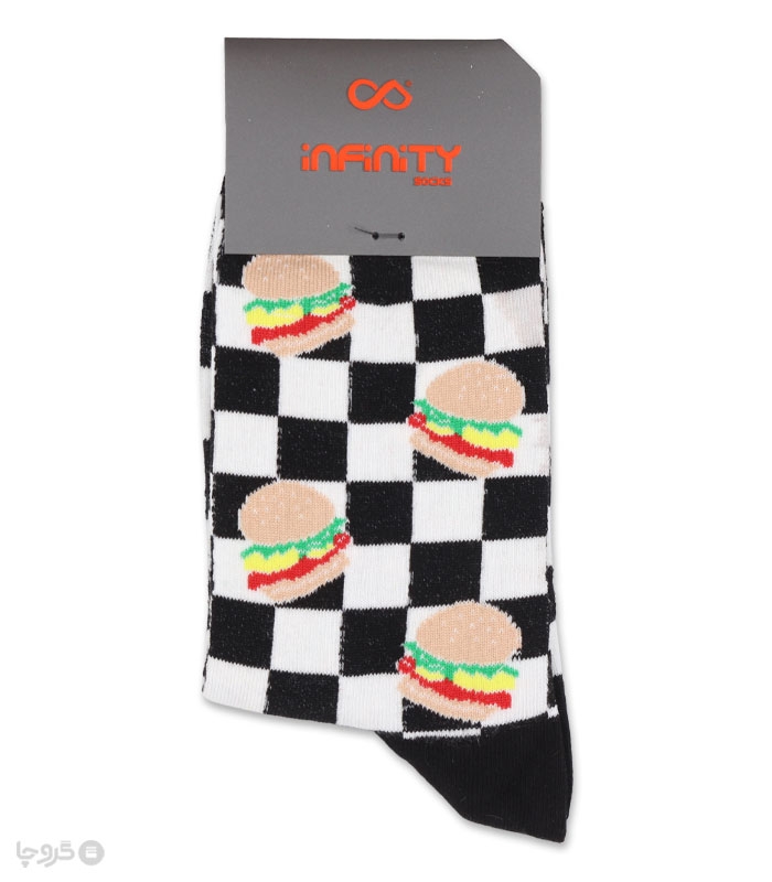 خرید عمده پک جوراب ساقدار زنانه اینفینیتی طرح همبرگر - بسته 6 عددی