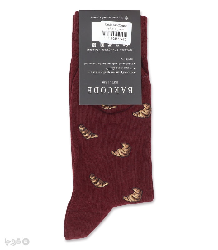 خرید عمده پک جوراب ساقدار مردانه بارکد طرح کروسان - بسته 6 عددی