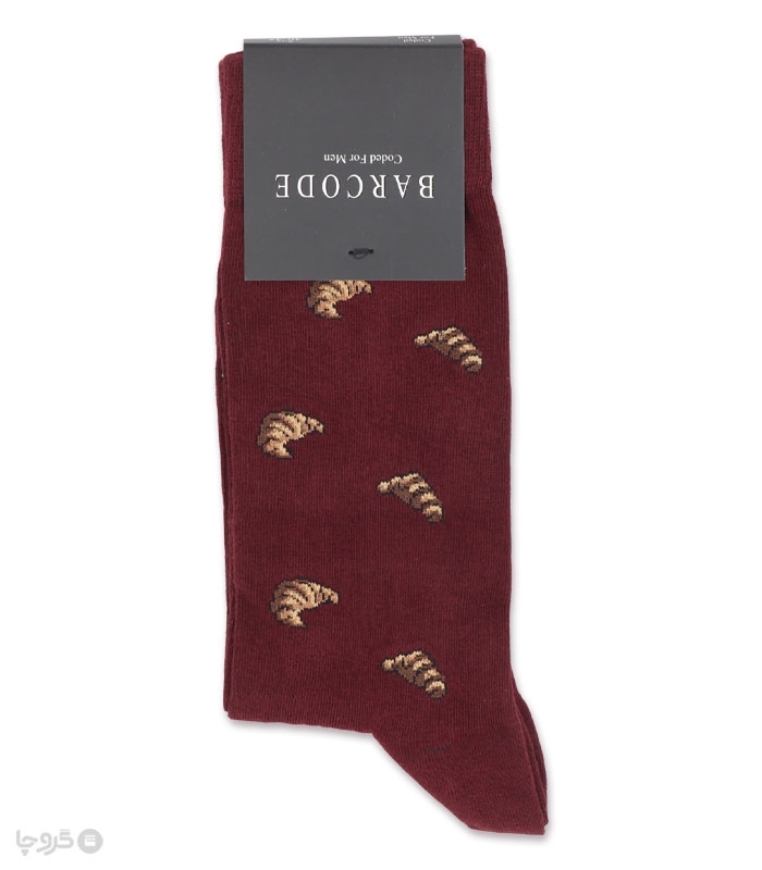 خرید عمده پک جوراب ساقدار مردانه بارکد طرح کروسان - بسته 6 عددی