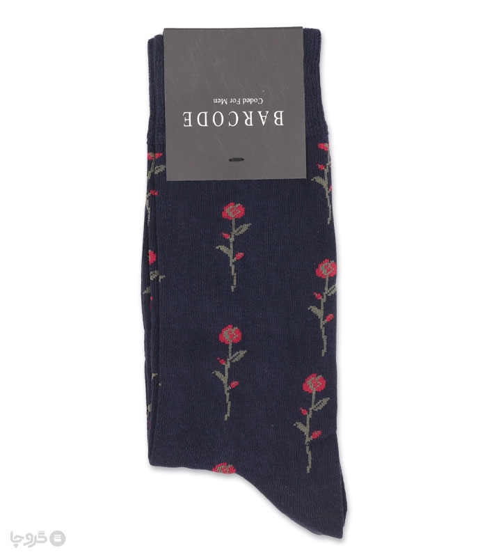 خرید عمده پک جوراب ساقدار مردانه بارکد طرح گل رز - بسته 6 عددی