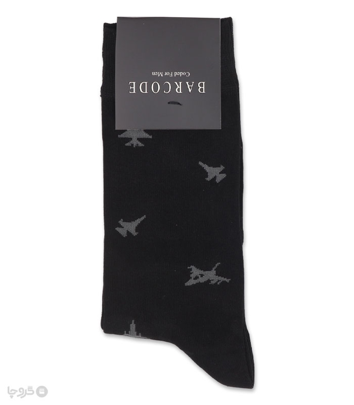 خرید عمده پک جوراب ساقدار مردانه بارکد طرح هواپیما - بسته 6 عددی