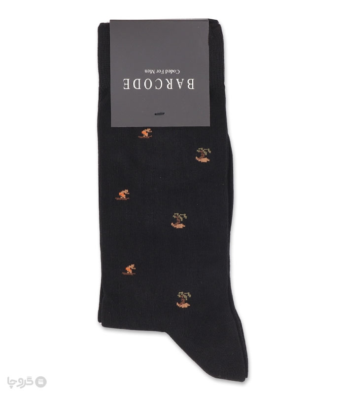 خرید عمده پک جوراب ساقدار مردانه بارکد طرح نخل - بسته 6 عددی