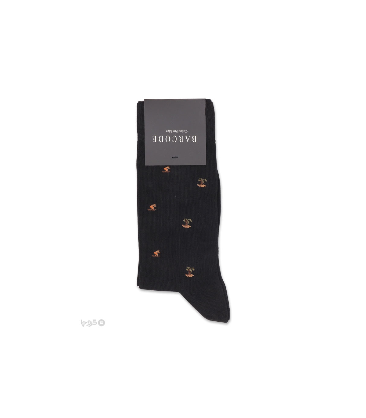 خرید عمده پک جوراب ساقدار مردانه بارکد طرح نخل - بسته 6 عددی