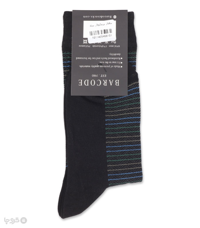 خرید عمده پک جوراب ساقدار مردانه بارکد طرح پرپنکیولار - بسته 6 عددی