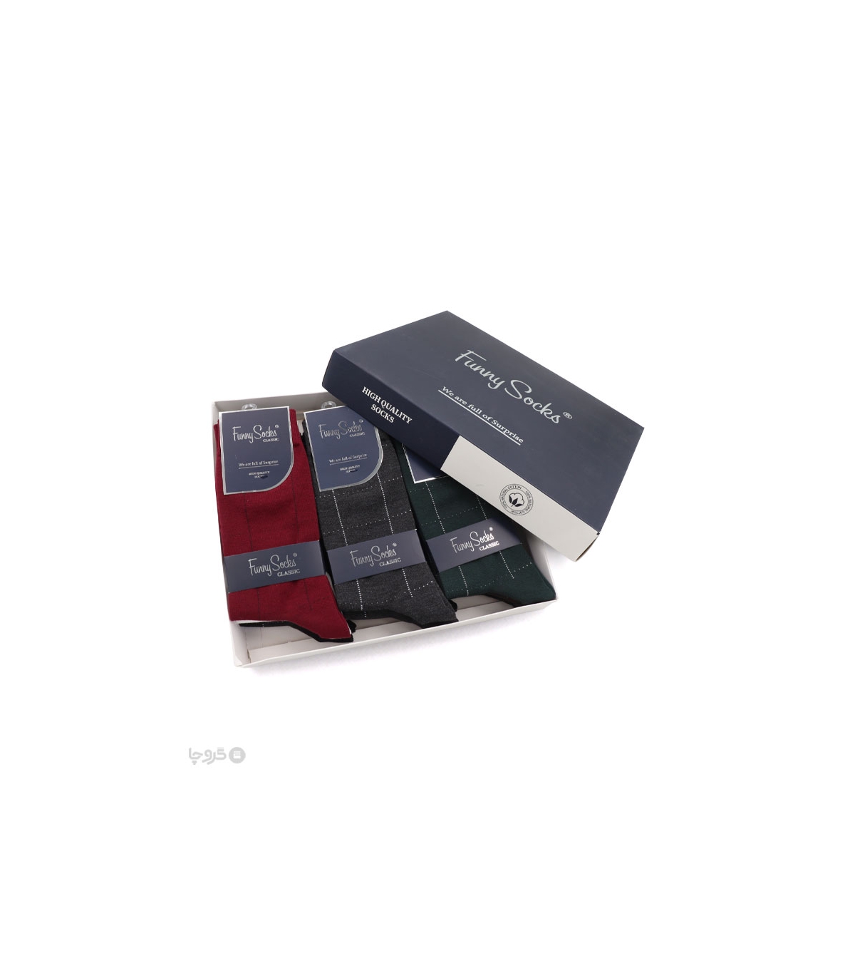 خرید عمده پک جوراب ساقدار مردانه Funny Socks فانی ساکس کد 65128 - جعبه 12 عددی