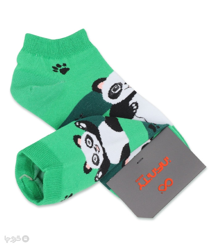 خرید عمده پک جوراب مچی زنانه اینفینیتی طرح پاندا - بسته 6 عددی