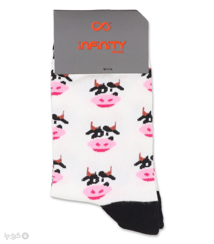خرید عمده پک جوراب ساقدار زنانه اینفینیتی طرح گاو - بسته 6 عددی