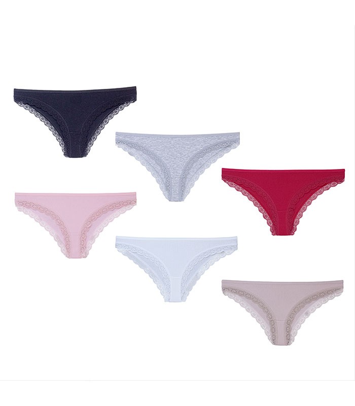 خرید عمده پک شورت زنانه اسلیپ نخ و گیپور کبریتی Misspel میسپل کد 645 میکس ساده - بسته 12 عددی