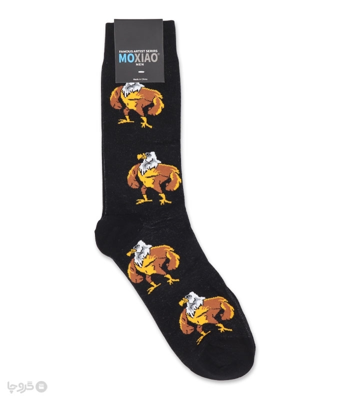 خرید عمده پک جوراب ساقدار مردانه ماکسیو Moxiao طرح عقاب - بسته 12 جفتی
