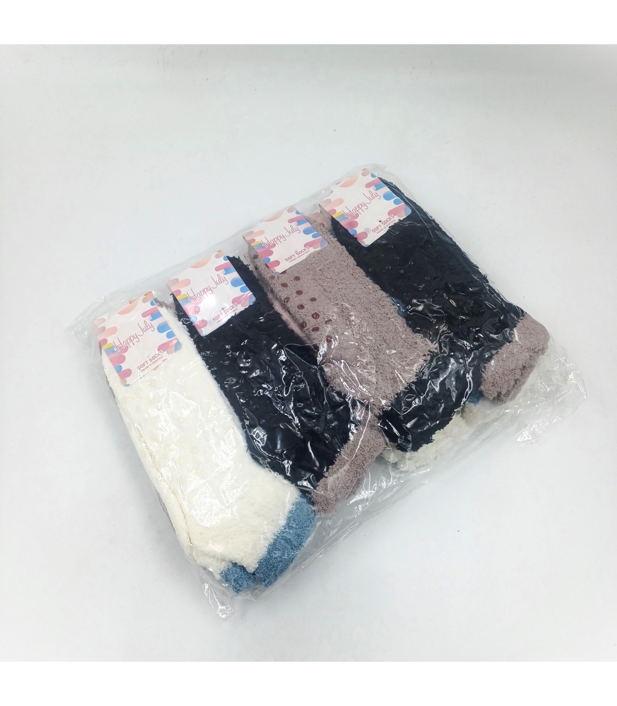 خرید عمده پک جوراب بوکله مچی زنانه کف استپ دار هپی جولی - بسته 12 جفتی