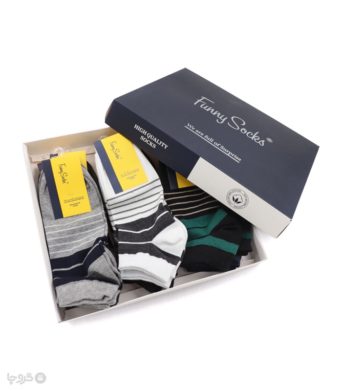 خرید عمده پک جوراب مچی مردانه Funny Socks فانی ساکس کد 85115 - جعبه 12 عددی