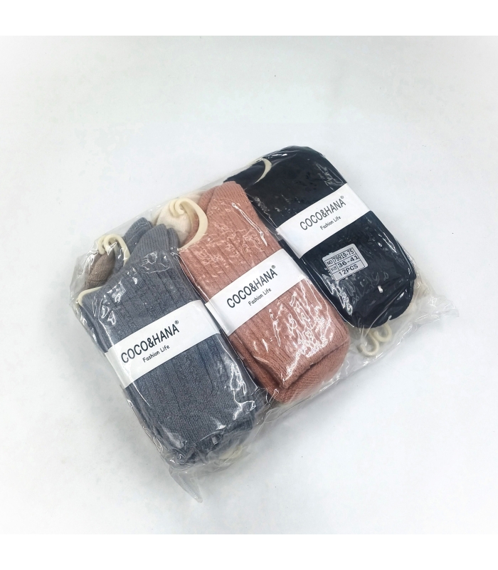 خرید عمده پک جوراب پشمی ژاکارد ساقدار زنانه کوکو اند هانا طرح بافت - بسته 12 جفتی