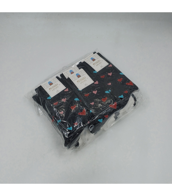 خرید عمده پک جوراب ساقدار زنانه Moxiao ماکسیو طرح قلب - بسته 12 جفتی