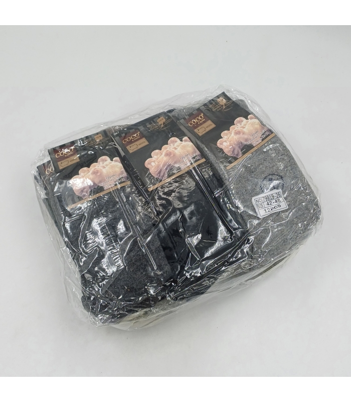 خرید عمده پک جوراب پشمی حوله‌ای ساقدار مردانه کوکو اند هانا طرح لنگر - بسته 12 جفتی