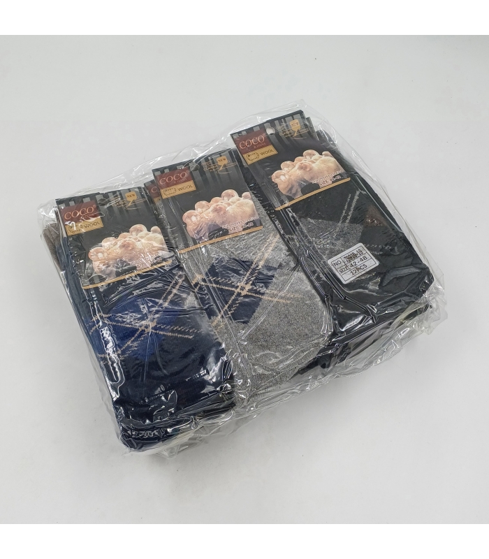 خرید عمده پک جوراب پشمی حوله‌ای ساقدار مردانه کوکو اند هانا طرح آرگایل 2 - بسته 12 جفتی