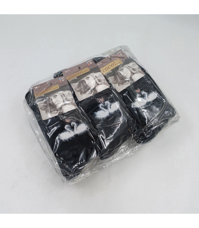 خرید عمده پک جوراب پشمی حوله‌ای ساقدار زنانه کوکو اند هانا Coco & Hana طرح قو - بسته 12 جفتی