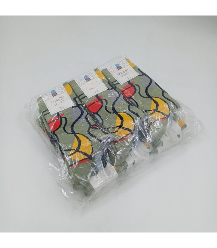 خرید عمده پک جوراب ساقدار زنانه Moxiao ماکسیو طرح انتزاعی - بسته 12 جفتی