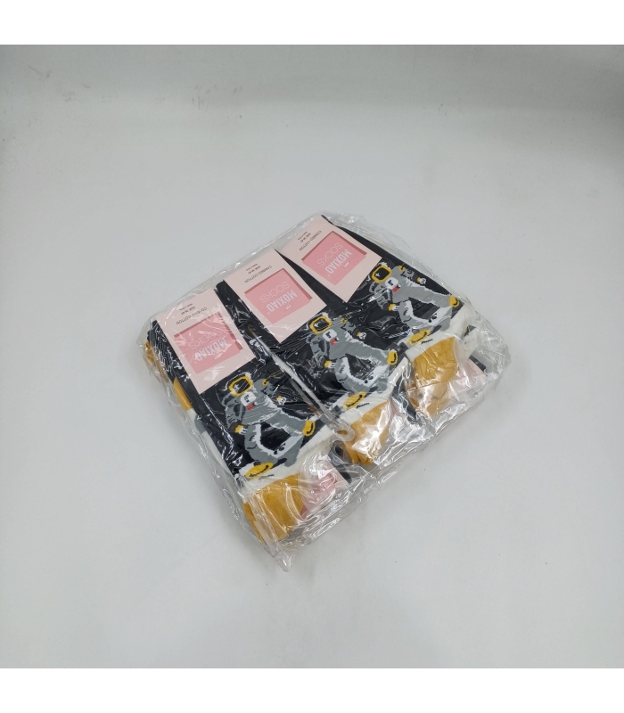 خرید عمده پک جوراب ساقدار زنانه Moxiao ماکسیو طرح فضانورد - بسته 12 جفتی