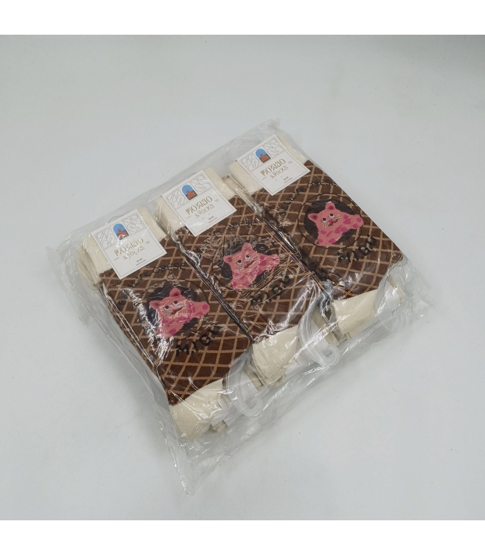 خرید عمده پک جوراب ساقدار زنانه Moxiao ماکسیو طرح گربه خالدار - بسته 12 جفتی