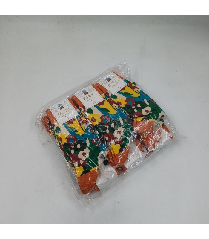 خرید عمده پک جوراب ساقدار زنانه Moxiao ماکسیو طرح دشت گل - بسته 12 جفتی
