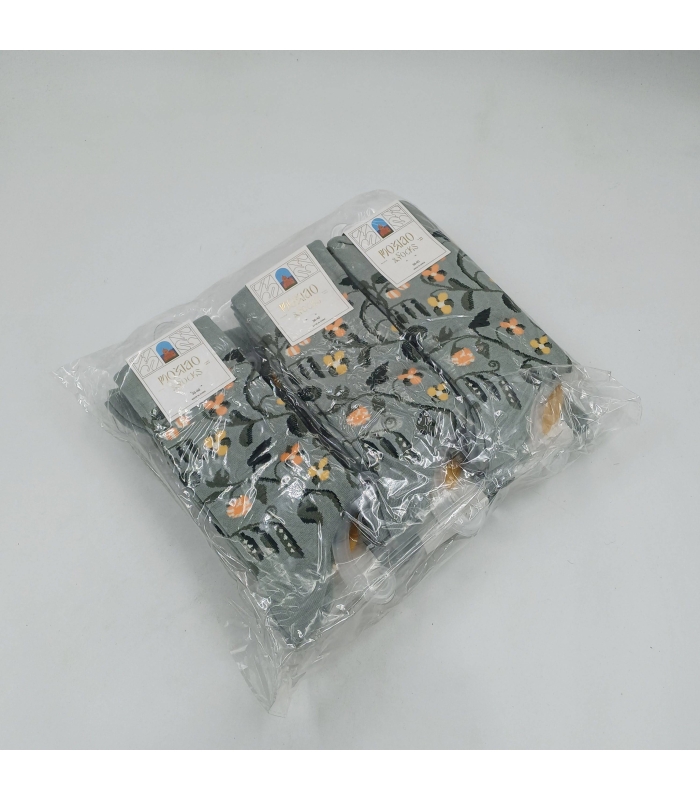 خرید عمده پک جوراب ساقدار زنانه Moxiao ماکسیو طرح شاخه گل - بسته 12 جفتی