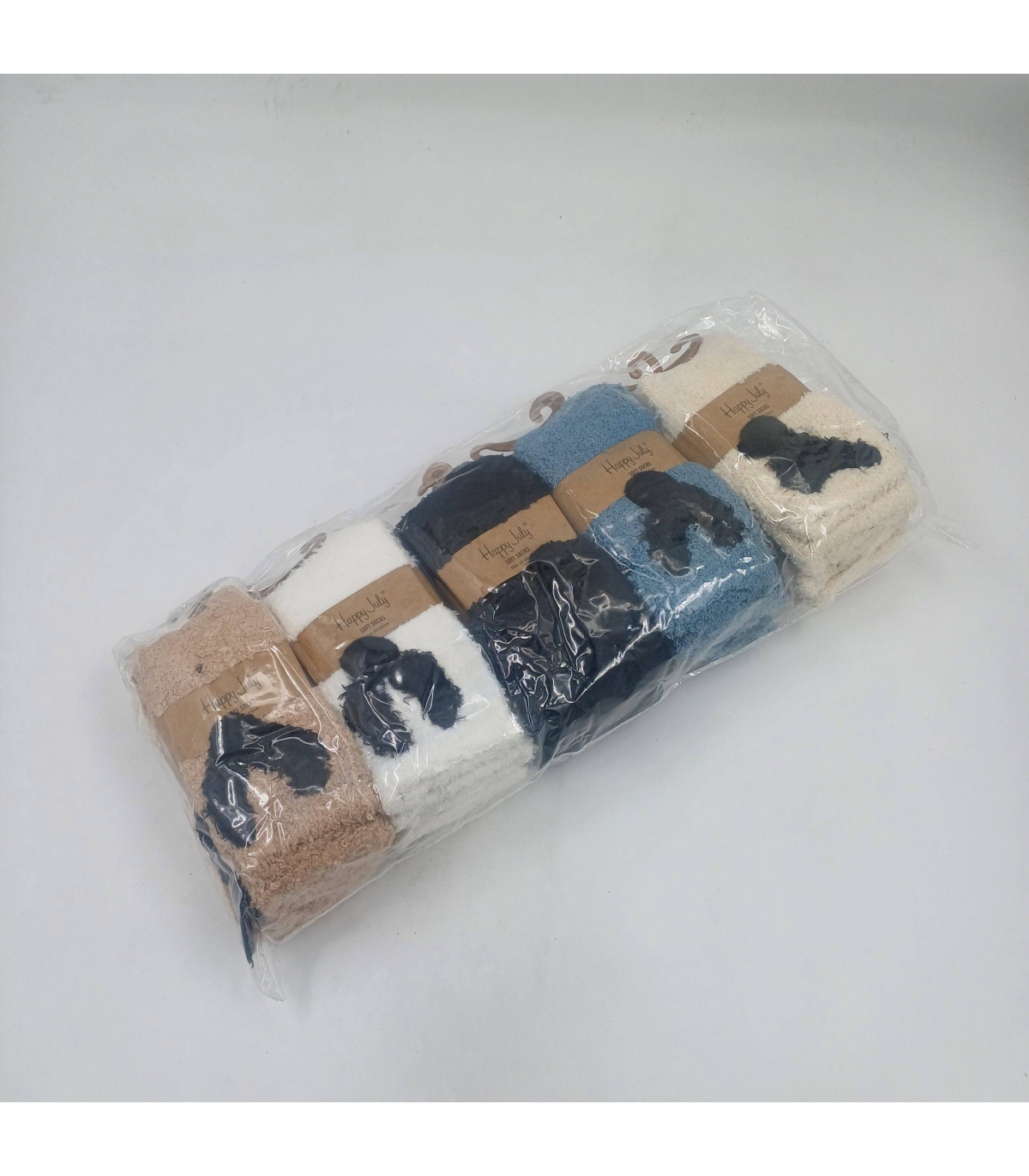 خرید عمده پک جوراب بوکله ساقدار زنانه هپی جولی طرح سگ - بسته 10 جفتی