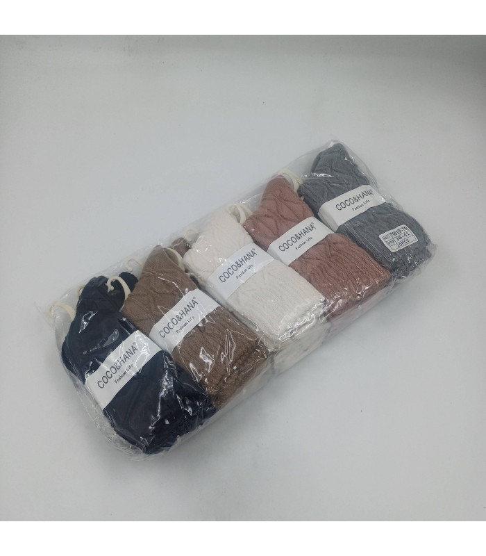 خرید عمده پک جوراب پشمی ساقدار زنانه کوکو اند هانا طرح برجسته - بسته 10 جفتی