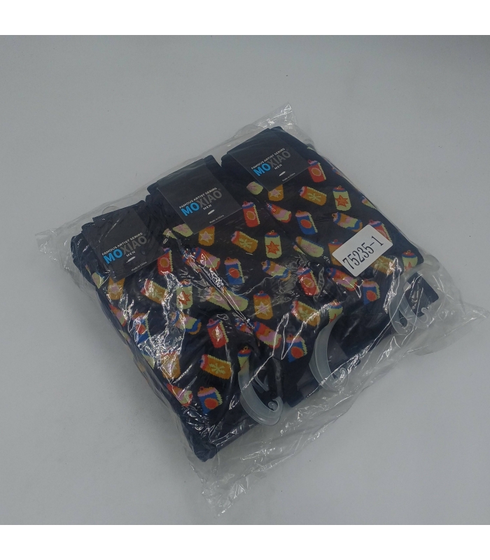 خرید عمده پک جوراب ساقدار مردانه ماکسیو Moxiao طرح قوطی - بسته 12 جفتی