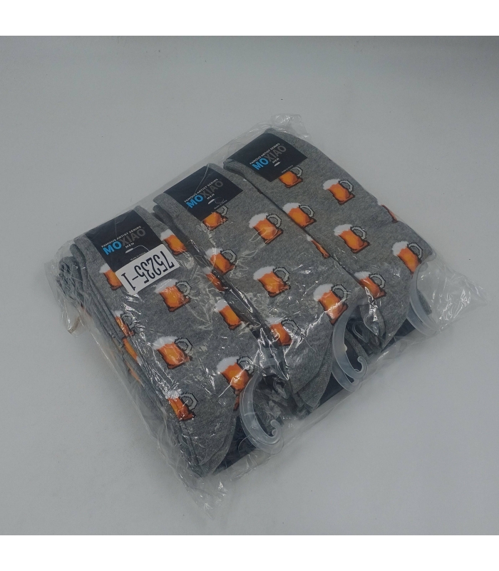 خرید عمده پک جوراب ساقدار مردانه ماکسیو Moxiao طرح نوشیدنی - بسته 12 جفتی