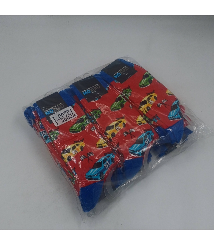 خرید عمده پک جوراب ساقدار مردانه ماکسیو Moxiao طرح ماشین - بسته 12 جفتی