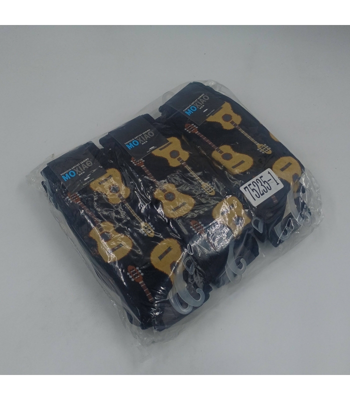 خرید عمده پک جوراب ساقدار مردانه ماکسیو Moxiao طرح گیتار - بسته 12 جفتی