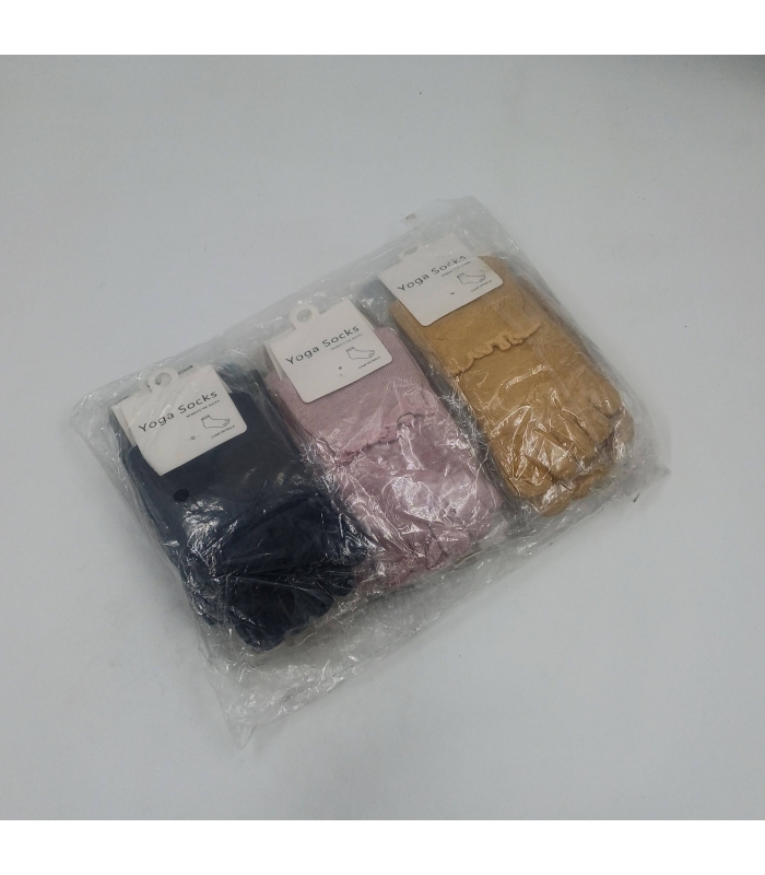 خرید عمده پک جوراب نیم ساق زنانه یوگا انگشتی طرح لبه دالبری - بسته 12 جفتی