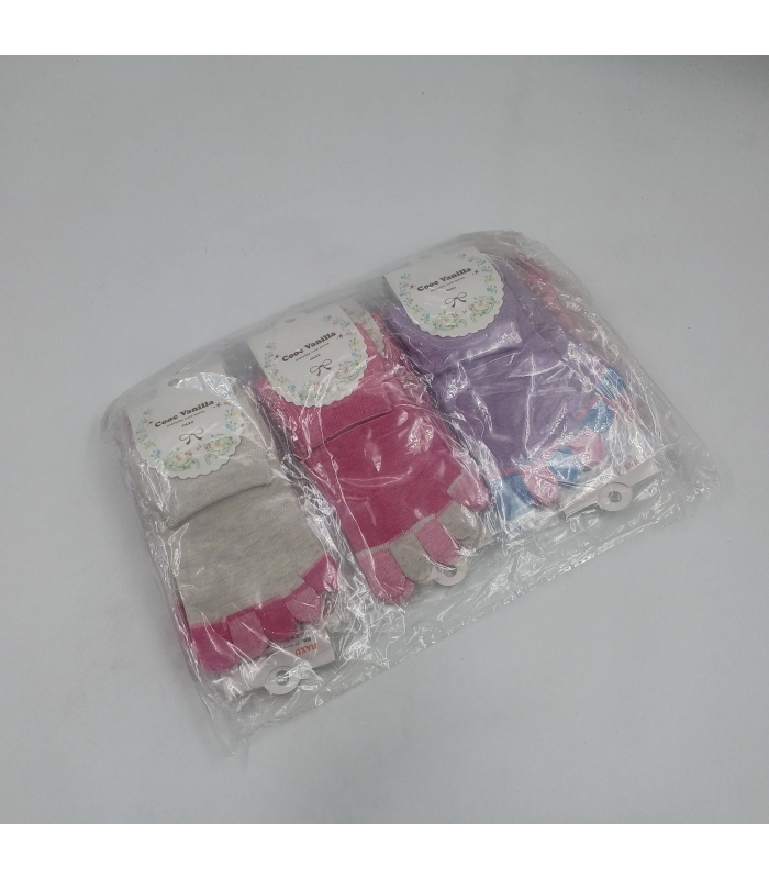 خرید عمده پک جوراب نیم ساق زنانه یوگا انگشتی طرح رنگی - بسته 12 جفتی