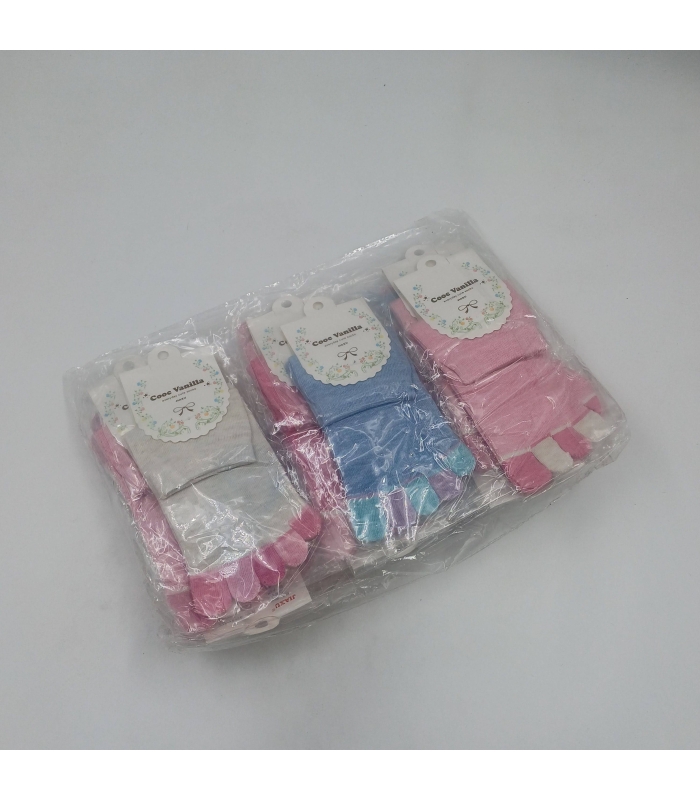 خرید عمده پک جوراب نیم ساق زنانه یوگا انگشتی طرح رنگی - بسته 12 جفتی