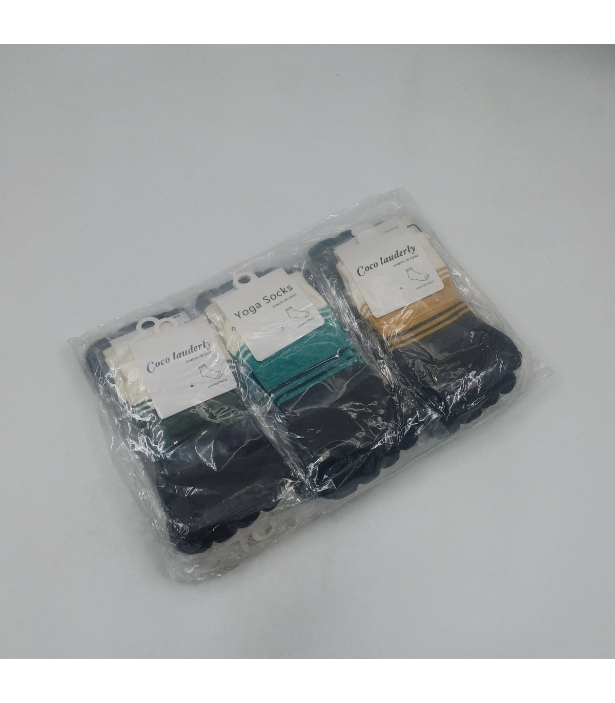 خرید عمده پک جوراب مچی زنانه یوگا انگشتی طرح رینگی - بسته 12 جفتی