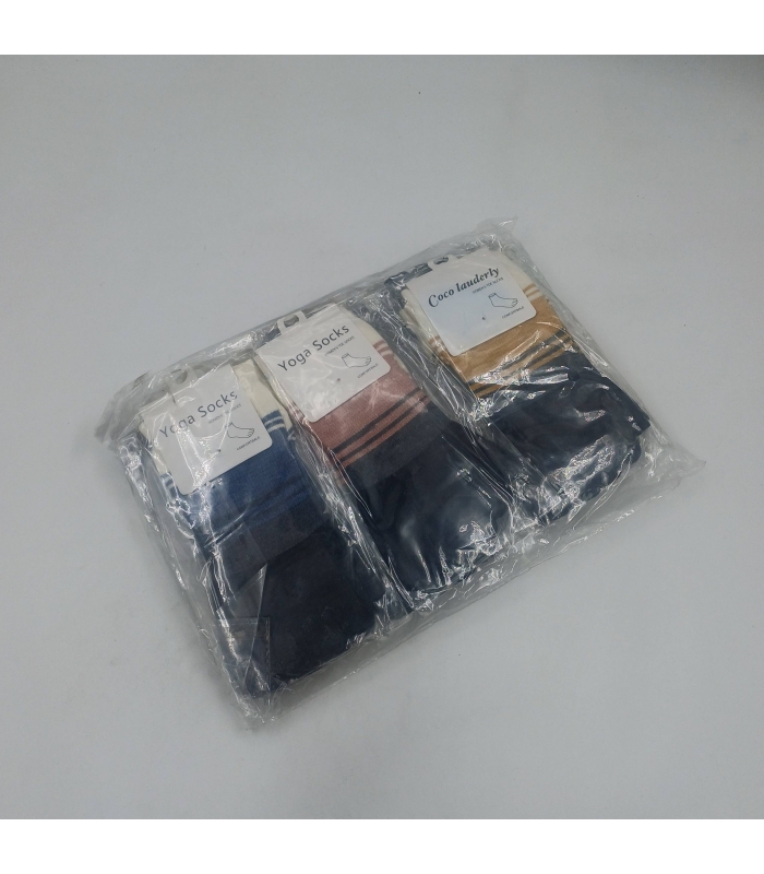 خرید عمده پک جوراب مچی زنانه یوگا انگشتی طرح رینگی - بسته 12 جفتی